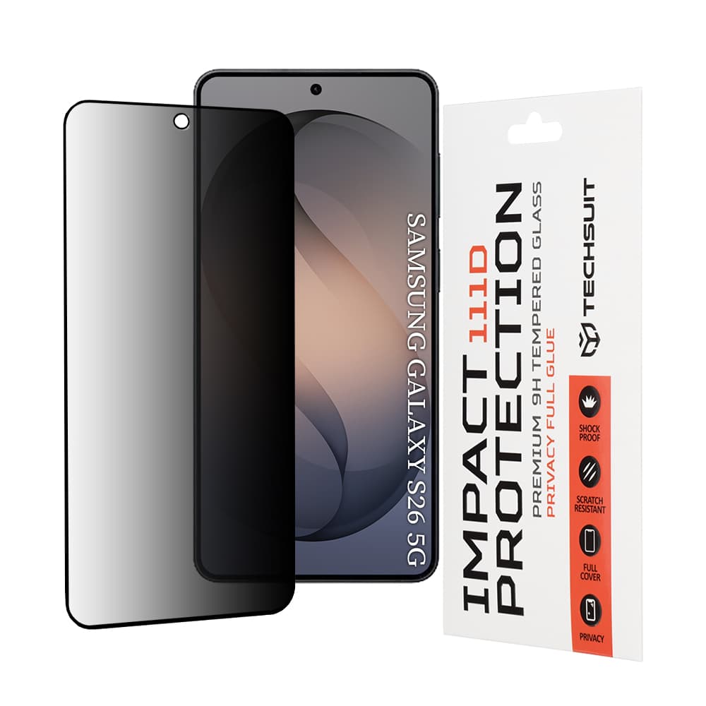 Techsuit - 111D privátní ochranné sklo s lepením po celé ploše pro Samsung Galaxy S26 - černé - náhled 1