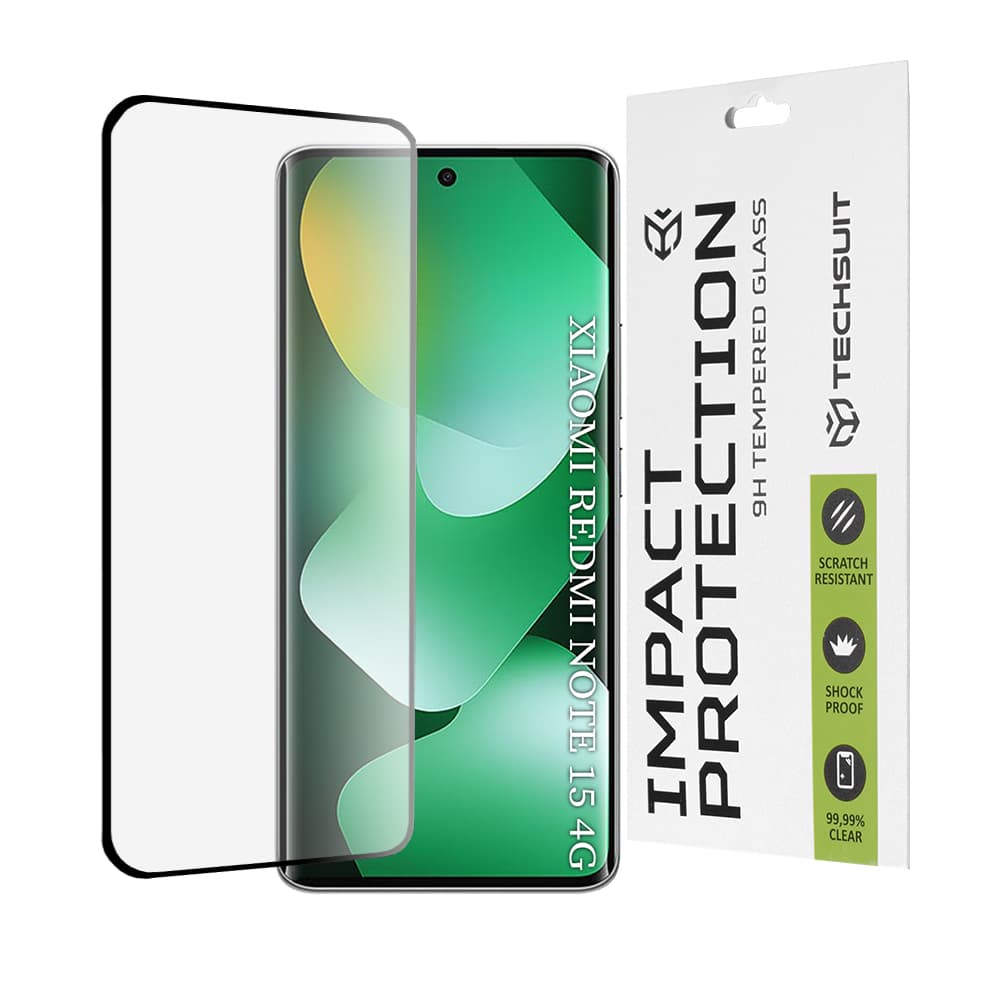 Techsuit - 111D ochranné sklo s plným pokrytím / celoplošným lepením pro 3D zakřivený displej - Xiaomi Redmi Note 15 4G - černá - náhled 1