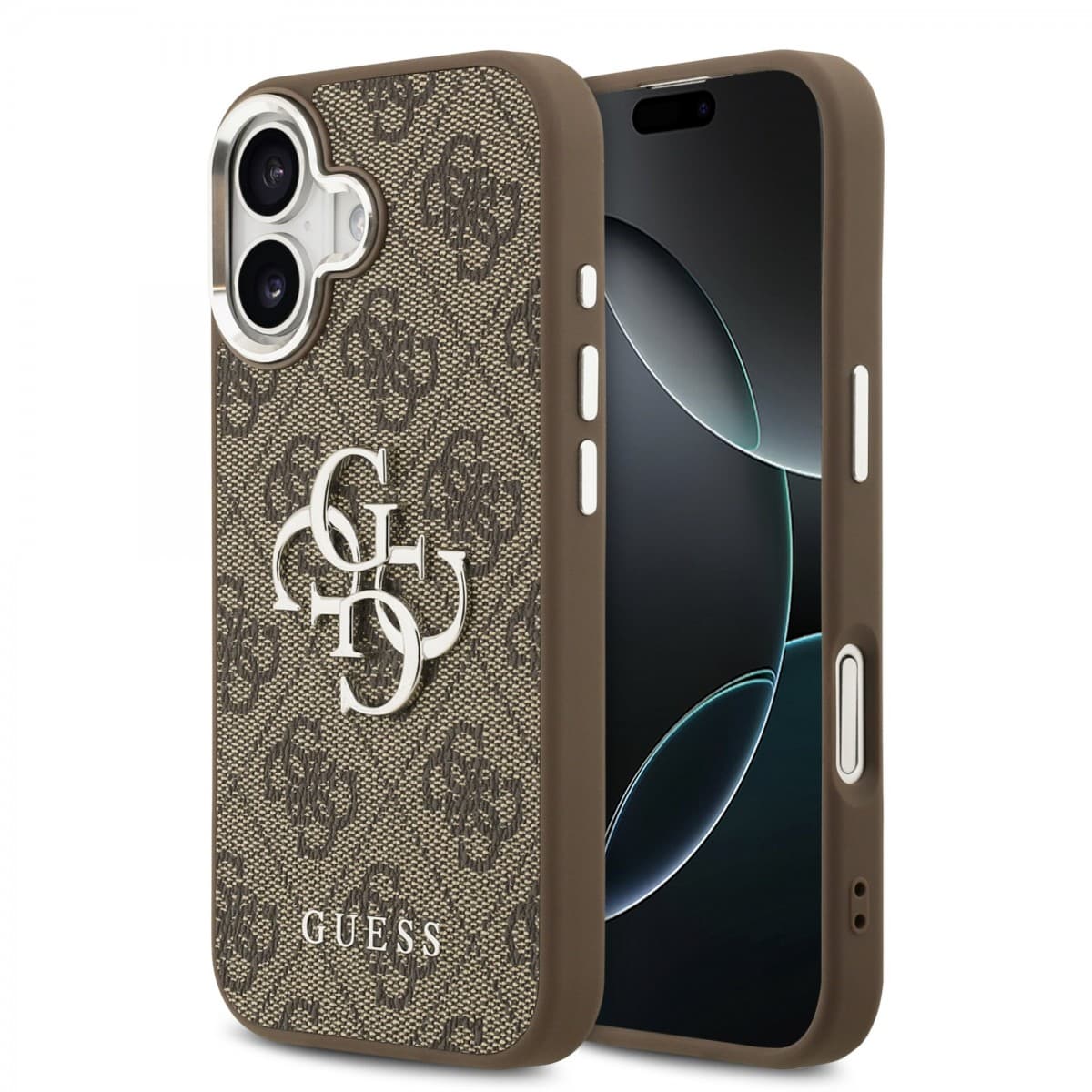 Zadní kryt Guess PU 4G Metal Logo pro iPhone 17 Silver Brown - náhled 1