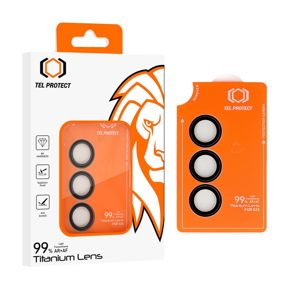 Tvrzené sklo Tel Protect Titanium Lens 99% AR na fotoaparát pro Samsung Galaxy S26 Plus černé - náhled 1