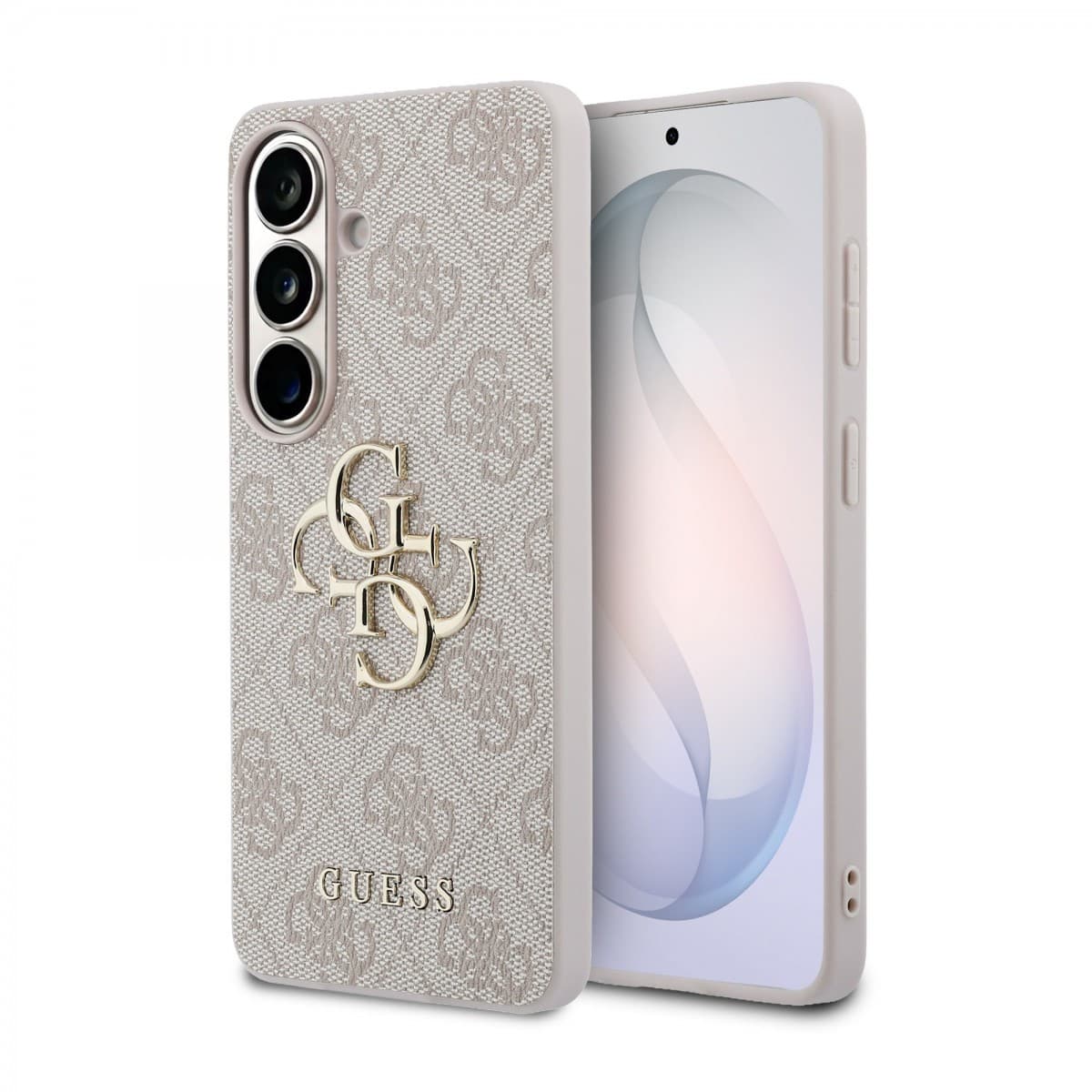 Zadní kryt Guess PU 4G Metal Logo pro Samsung Galaxy S26 růžový - náhled 1