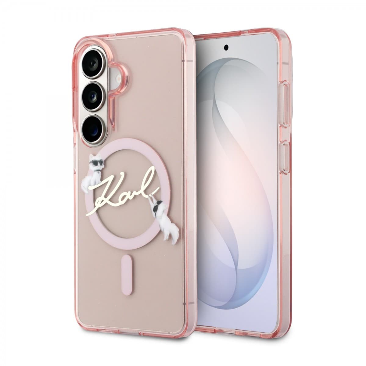 Zadní kryt Karl Lagerfeld IML Choupette Karl Script Logo Magnetic pro Samsung Galaxy S26 růžový - náhled 1
