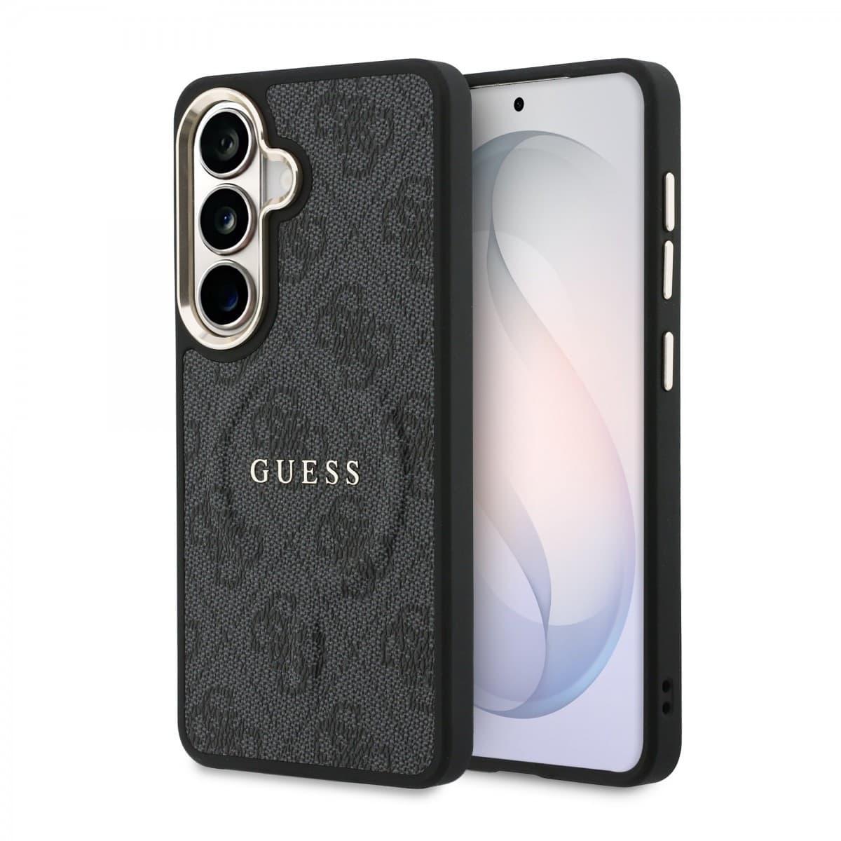Zadní kryt Guess PU Leather 4G Gold Frame Magnetic pro Samsung Galaxy S26 černý - náhled 1