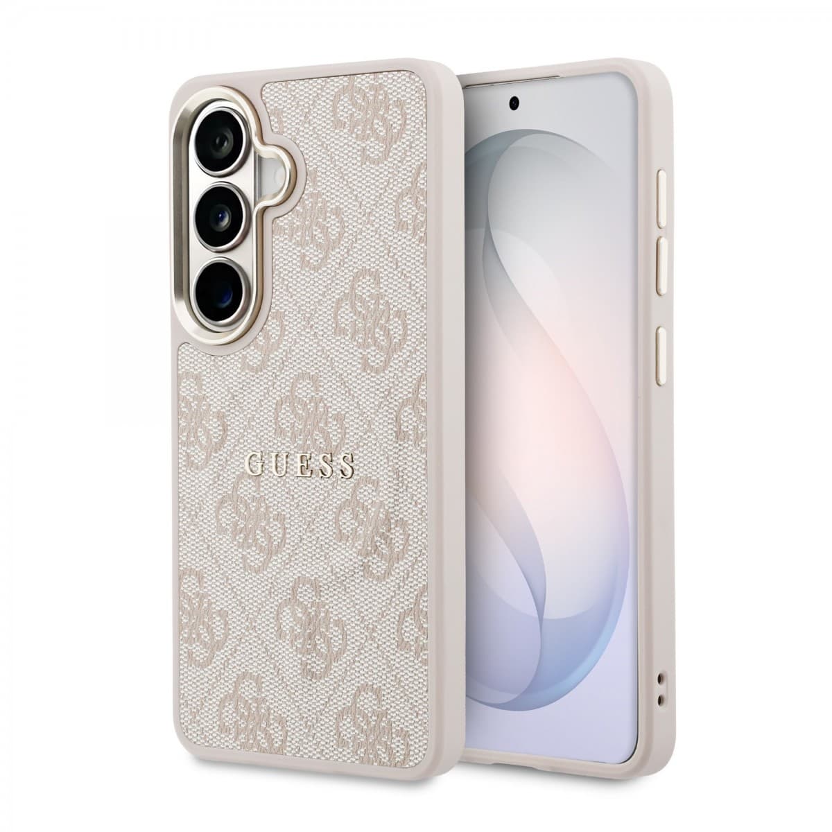 Zadní kryt Guess PU Leather 4G Gold Frame Magnetic pro Samsung Galaxy S26 růžový - náhled 1