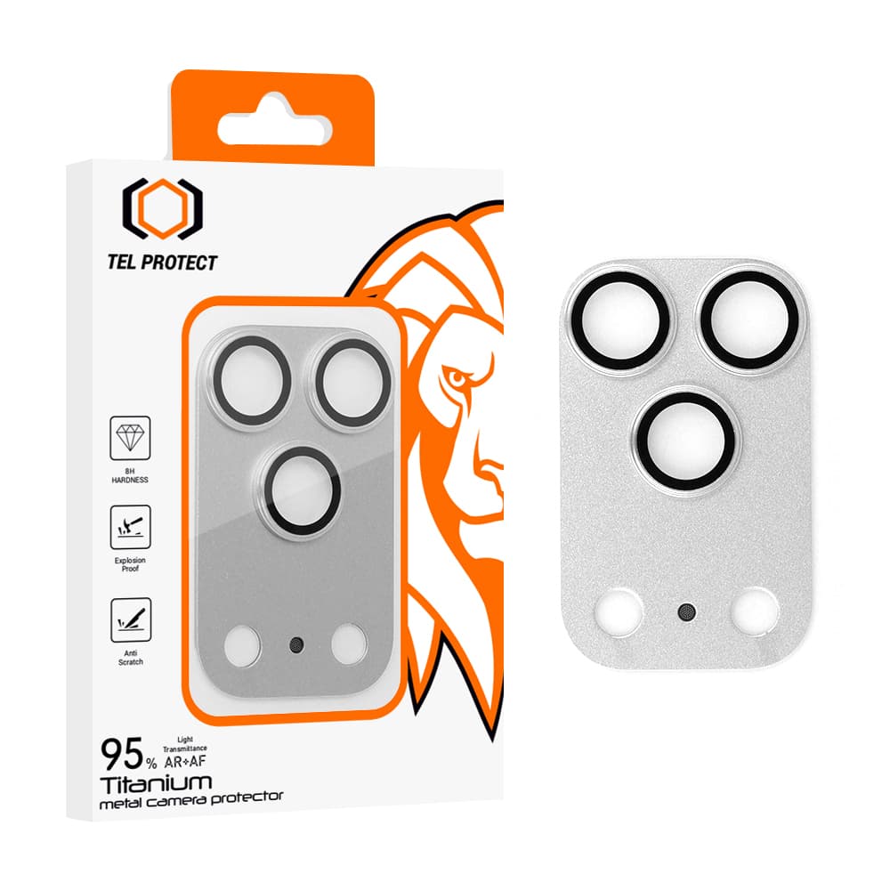 Tvrzené sklo Tel Protect 95% AR+AF Full Metal Camera Protector na fotoaparát pro iPhone 17 Pro Max stříbrné - náhled 1