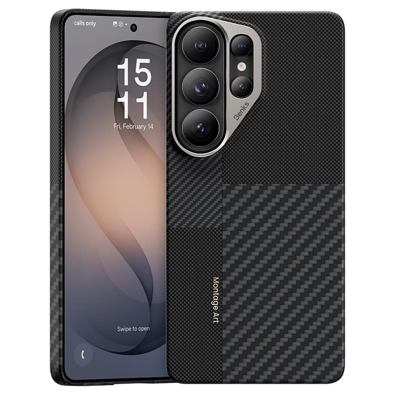 Magnetický kryt s kovovým rámečkem Benks Montage Armor Air Kevlar 600D+1500D pro Samsung Galaxy S26 Ultra - černý - náhled 1
