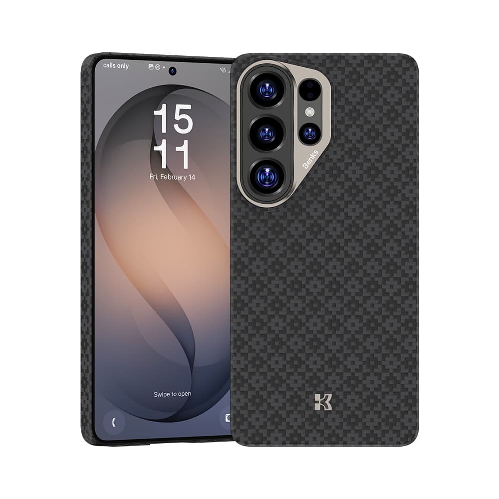 Magnetický kryt s kovovým rámečkem Benks Armor Air Grid Kevlar 600D pro Samsung Galaxy S26 Ultra - černý - náhled 1