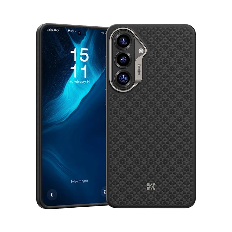 Magnetický kryt s kovovým rámečkem Benks Armor Pro Grid Kevlar 600D pro Samsung Galaxy S26 - černý - náhled 1