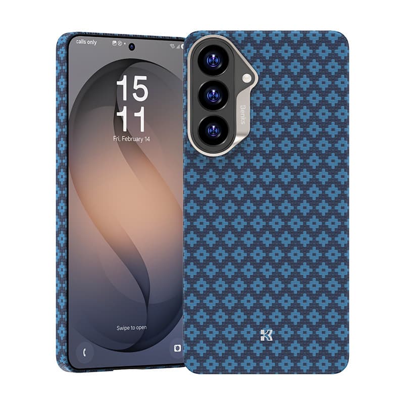 Magnetický kryt s kovovým rámečkem Benks Armor Air Grid Kevlar 600D pro Samsung Galaxy S26 Plus - modrý - náhled 1