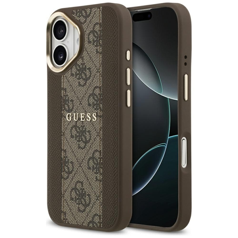 Guess - Pevný kryt 4G Stripe MagSafe (GUHMP17SPG4SEMCW) - iPhone 17 - Hnědá - náhled 1