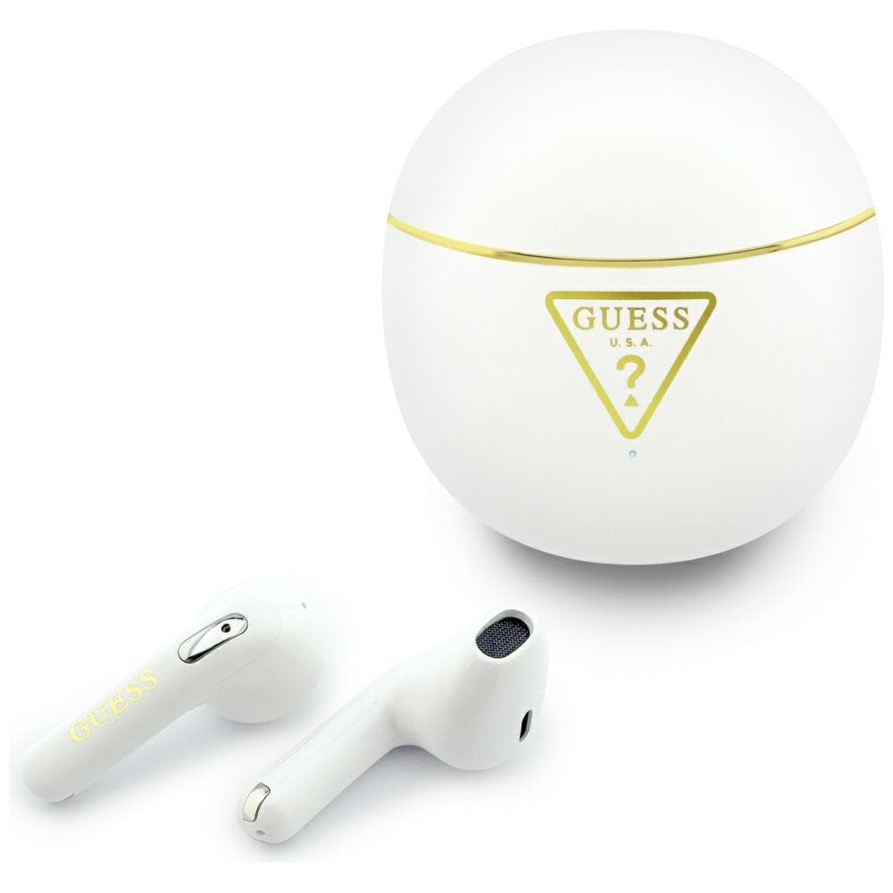 Guess - Bezdrátová sluchátka do uší Script Print (GUTWSA15HETH) - Do uší, Bluetooth, TWS, Malý kulatý design - Bílá - náhled 1