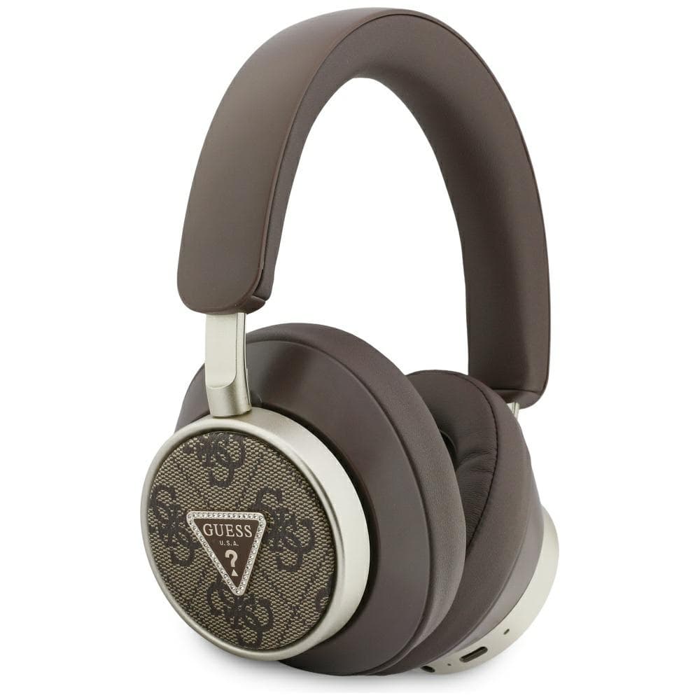 Guess - Bezdrátová sluchátka 4G Triangle Logo (GUBHC15P4MRCTW) - Bluetooth, ENC, Přes uši, Eko-kůže - Hnědá - náhled 1