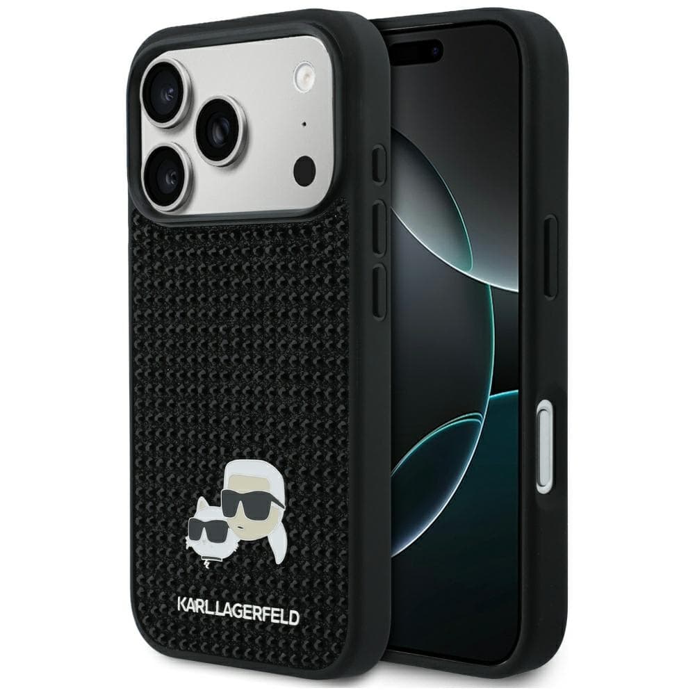 Karl Lagerfeld - Pevný kryt Rhinestone with K&amp;C Pin (KLHCP17L6PRKCLK) - iPhone 17 Pro - Černá - náhled 1