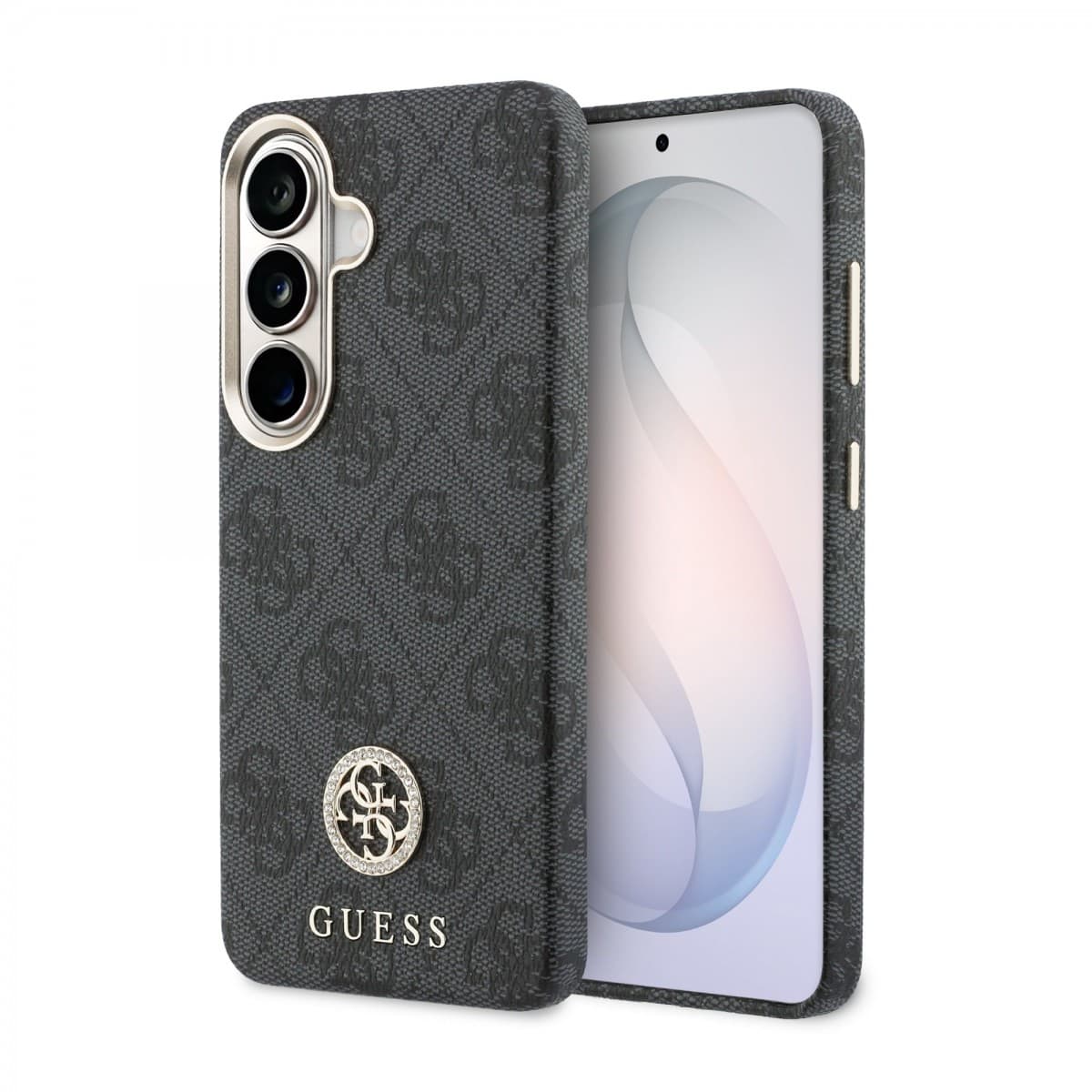 Zadní kryt Guess PU Leather 4G Strass Logo Gold Frame Magnetic pro Samsung Galaxy S26 černý - náhled 1