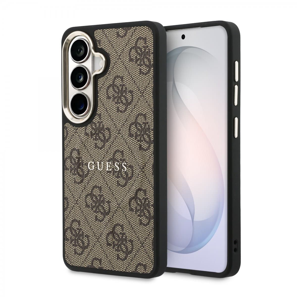 Zadní kryt Guess PU Leather 4G Gold Frame Magnetic pro Samsung Galaxy S26+ hnědý - náhled 1