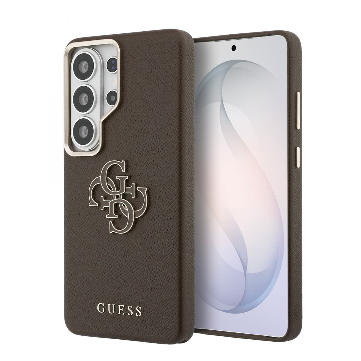 Zadní kryt Guess PU 4G Resin Metal Logo pro Samsung Galaxy S26 Ultra hnědý - náhled 1