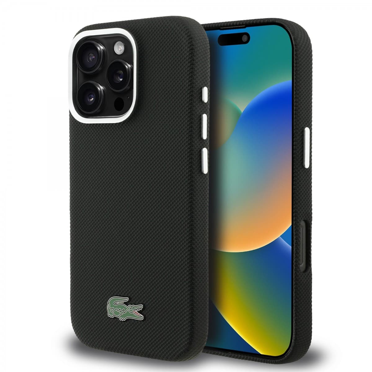 Zadní kryt Lacoste PVC Iconic Petit Pique Metal Logo MagSafe pro iPhone 16 Pro černý - náhled 1