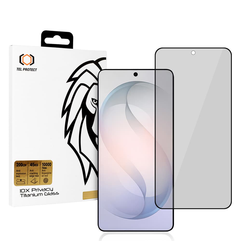 Privátní tvrzené sklo Tel Protect 10X Privacy Titanium pro Samsung Galaxy S26 - náhled 1