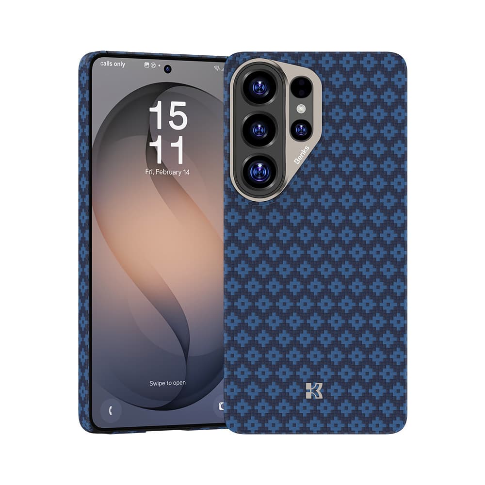 Kryt Benks Magnetic Armor Air Armor Grid Kevlar s kovovým rámečkem 600D (A050) pro Samsung Galaxy S26 Ultra modrý - náhled 1