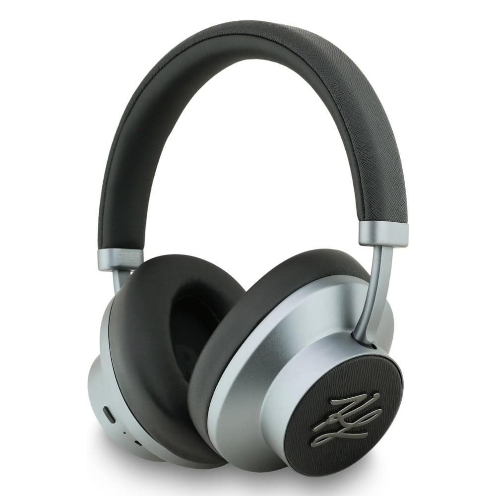 Karl Lagerfeld - Bezdrátová sluchátka Grained Initials (KLBHP73PSAKLSK) - Náhlavní, ANC, Bluetooth, Type-C - Černá