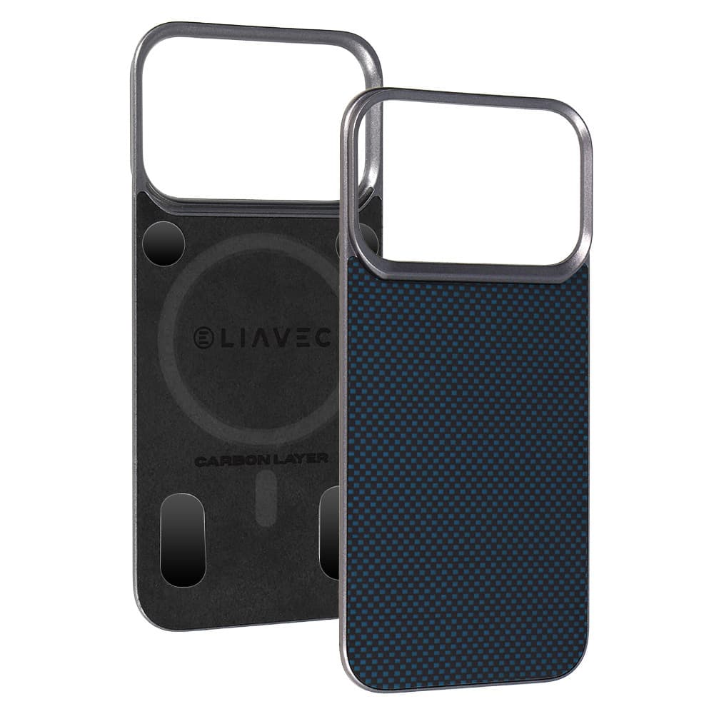 Aramidový kryt Liavec Carbon Layer MagSafe pro iPhone 17 Pro modrý - náhled 1