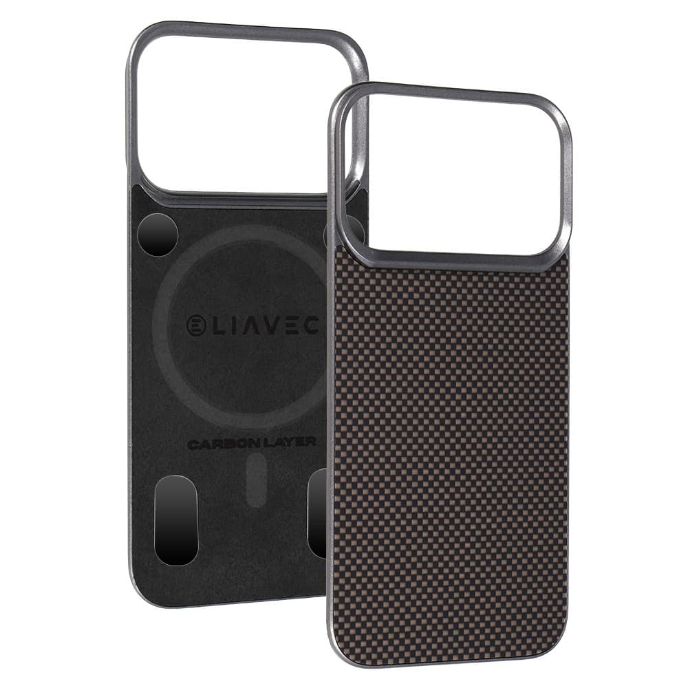 Aramidový kryt Liavec Carbon Layer MagSafe pro iPhone 17 Pro Max zlatý - náhled 1