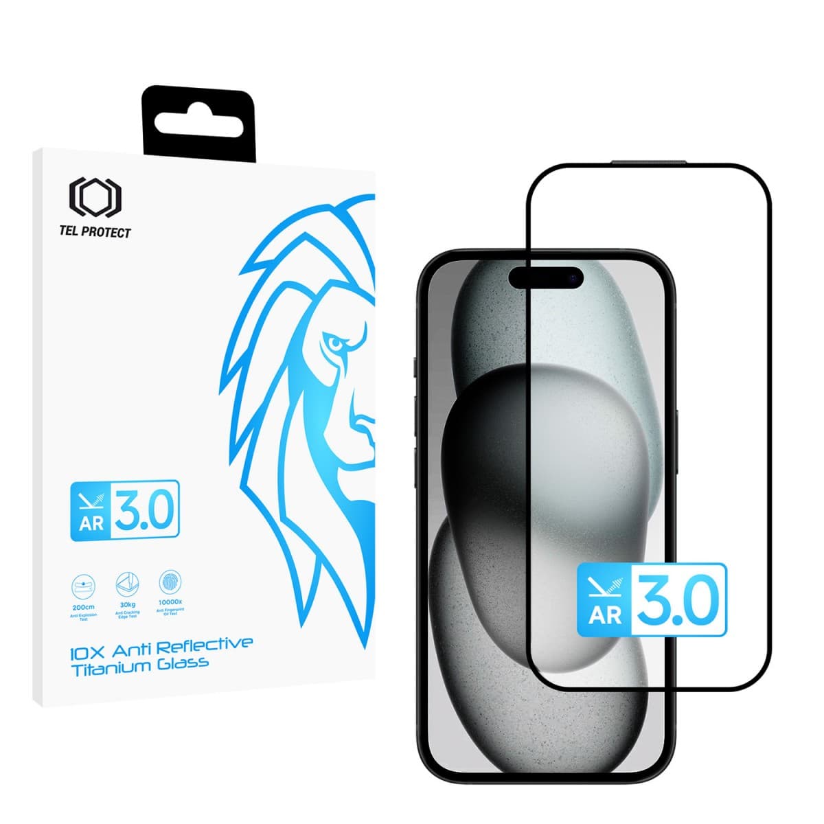 Ochranné tvrzené sklo Tel Protect 10X AR 3.0 AntiReflective Titanium pro iPhone 15 - náhled 1