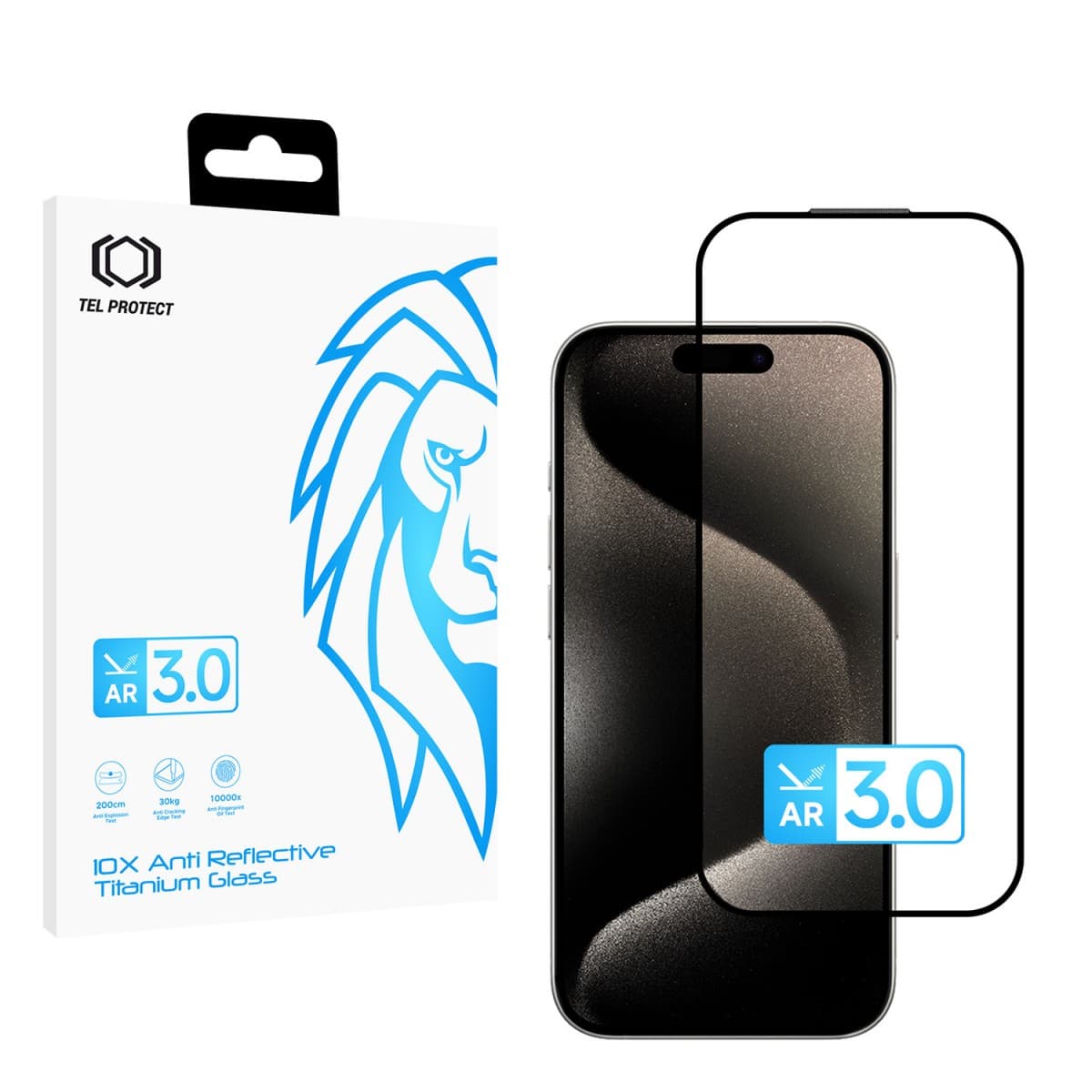 Ochranné tvrzené sklo Tel Protect 10X AR 3.0 AntiReflective Titanium pro iPhone 15 Pro - náhled 1