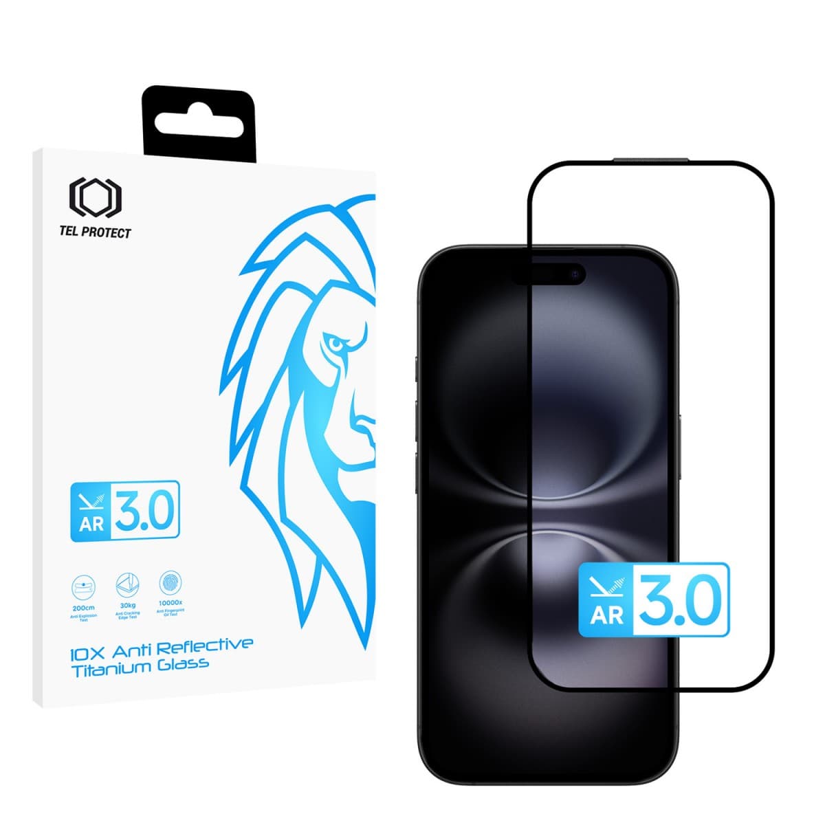 Ochranné tvrzené sklo Tel Protect 10X AR 3.0 AntiReflective Titanium pro iPhone 16 Pro/17 - náhled 1