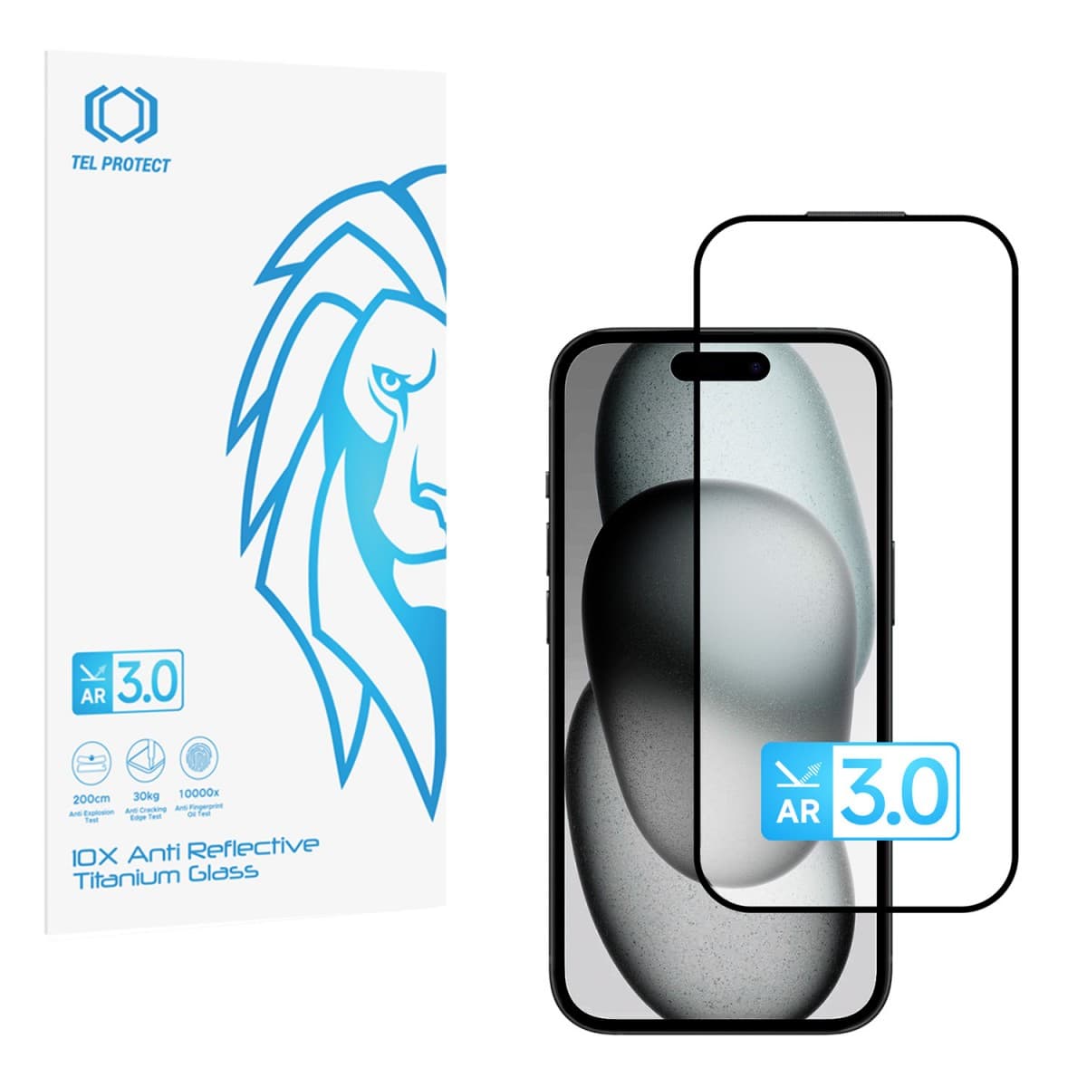 Ochranné tvrzené sklo Tel Protect 10X AR 3.0 AntiReflective Titanium pro iPhone 15 - náhled 1