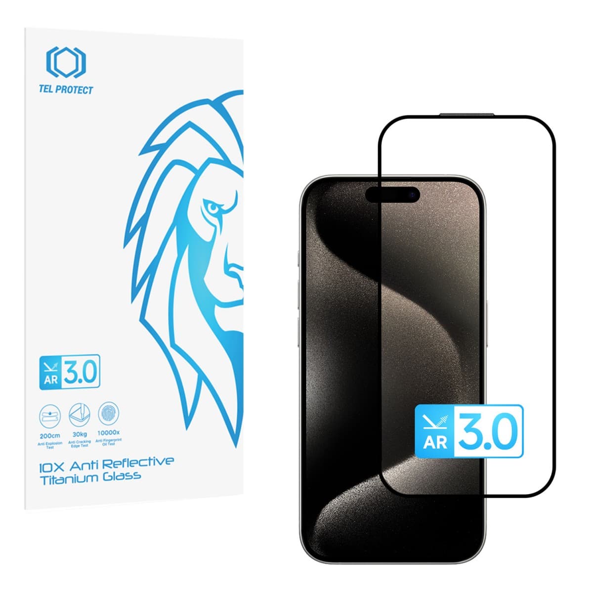 Ochranné tvrzené sklo Tel Protect 10X AR 3.0 AntiReflective Titanium pro iPhone 15 Pro Max - náhled 1