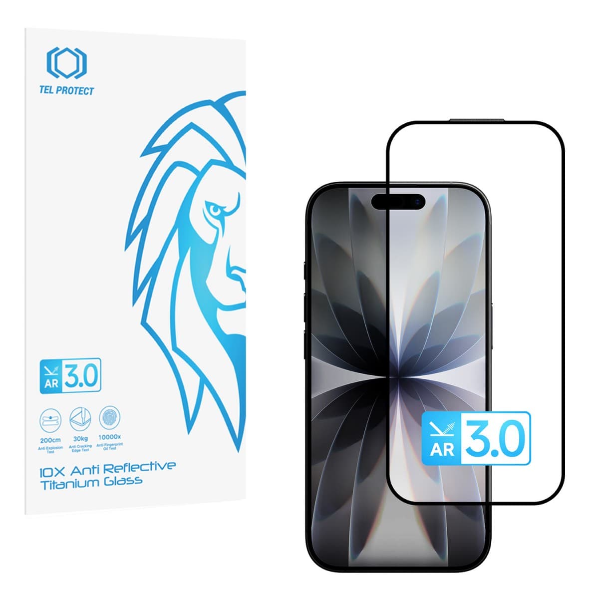 Ochranné tvrzené sklo Tel Protect 10X AR 3.0 AntiReflective Titanium pro iPhone 16 Pro/17 - náhled 1