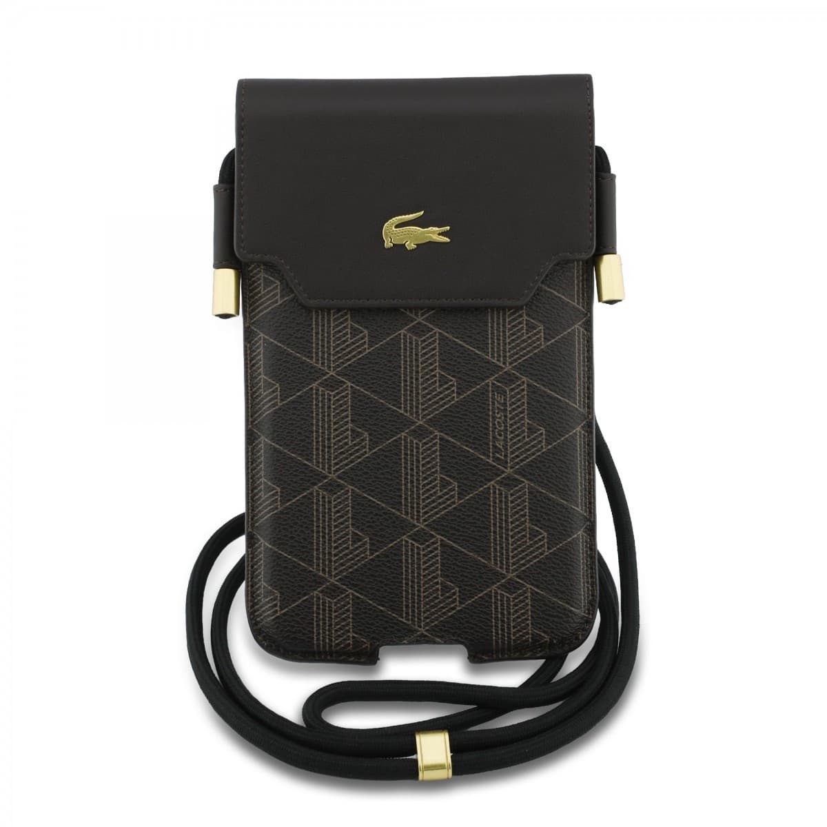 Kabelka na telefon Lacoste PVC Blend Monogram Metal Logo XL hnědá - náhled 1