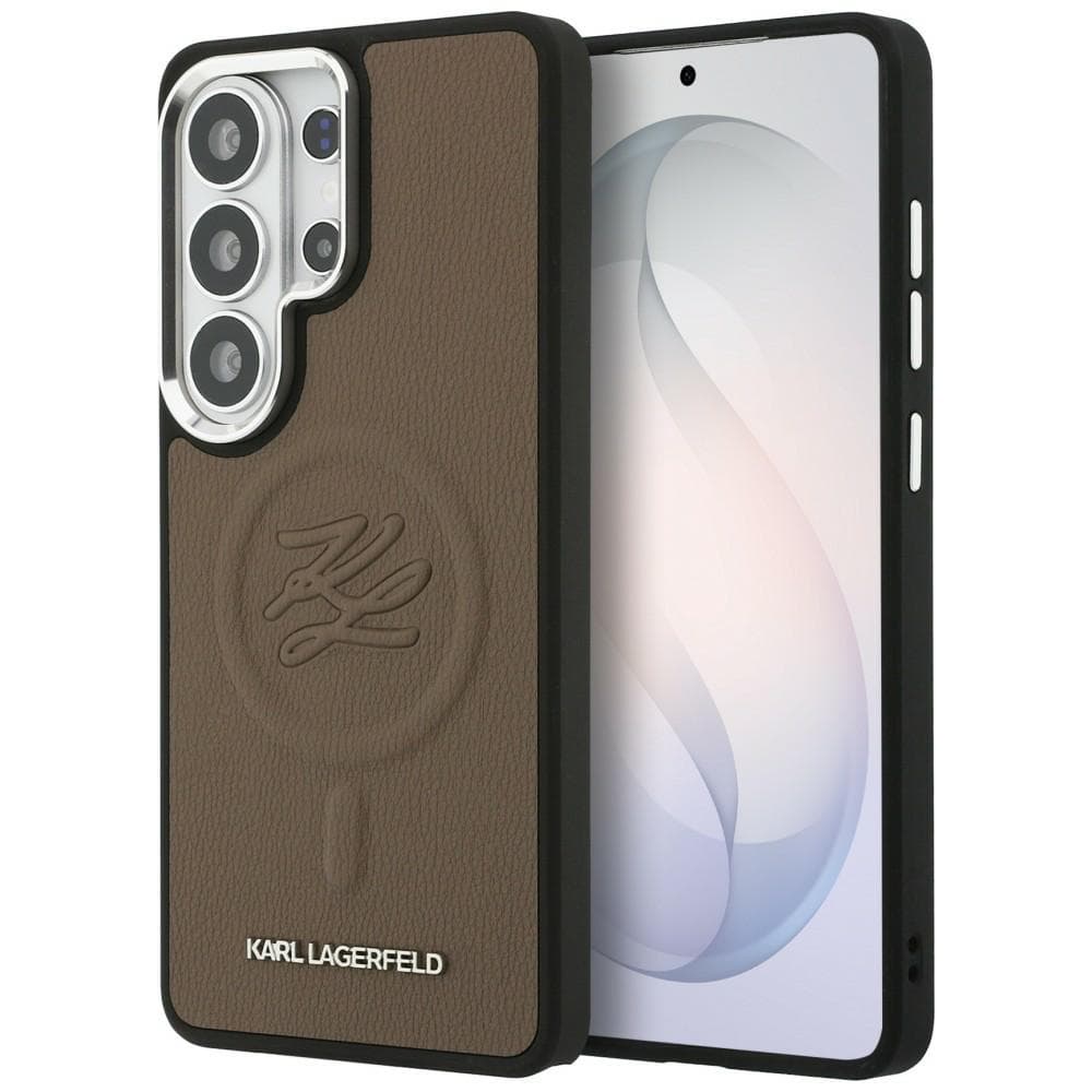 Kryt Karl Lagerfeld - Leather with Initial Logo Debossed MagSafe (KLHMS26LPGFKLRDW) - Samsung Galaxy S26 Ultra Hnědý - náhled 1