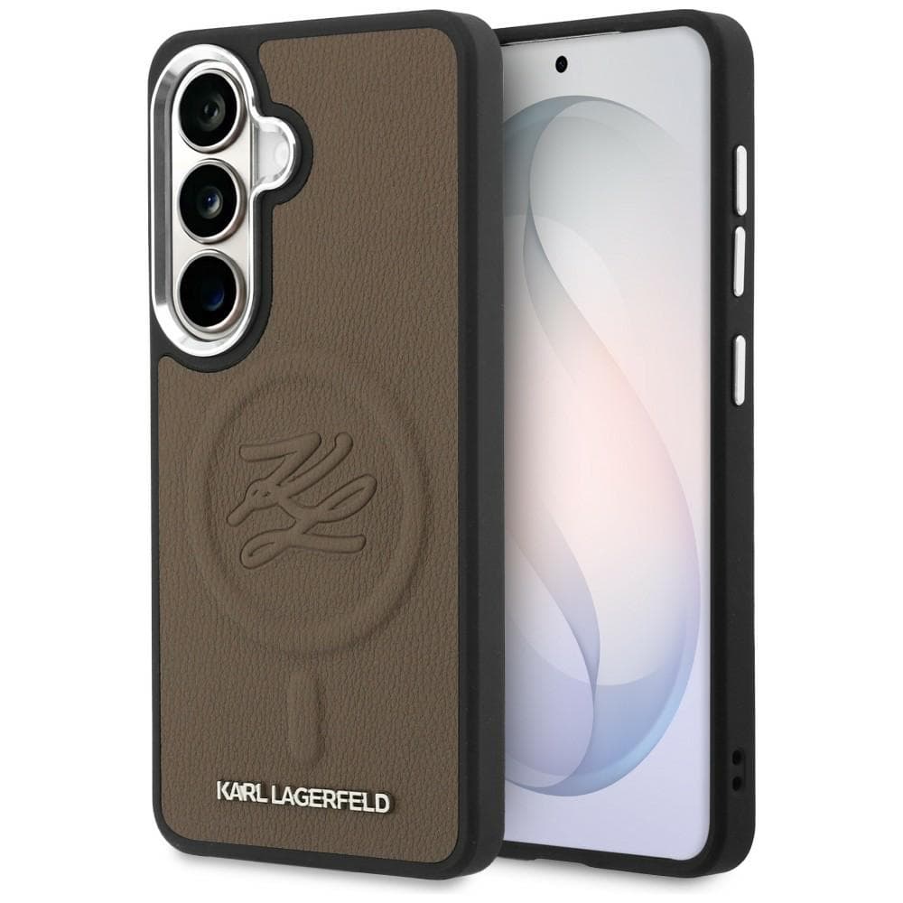 Kryt Karl Lagerfeld - Leather with Initial Logo Debossed MagSafe (KLHMS26SPGFKLRDW) - Samsung Galaxy S26 Hnědý - náhled 1