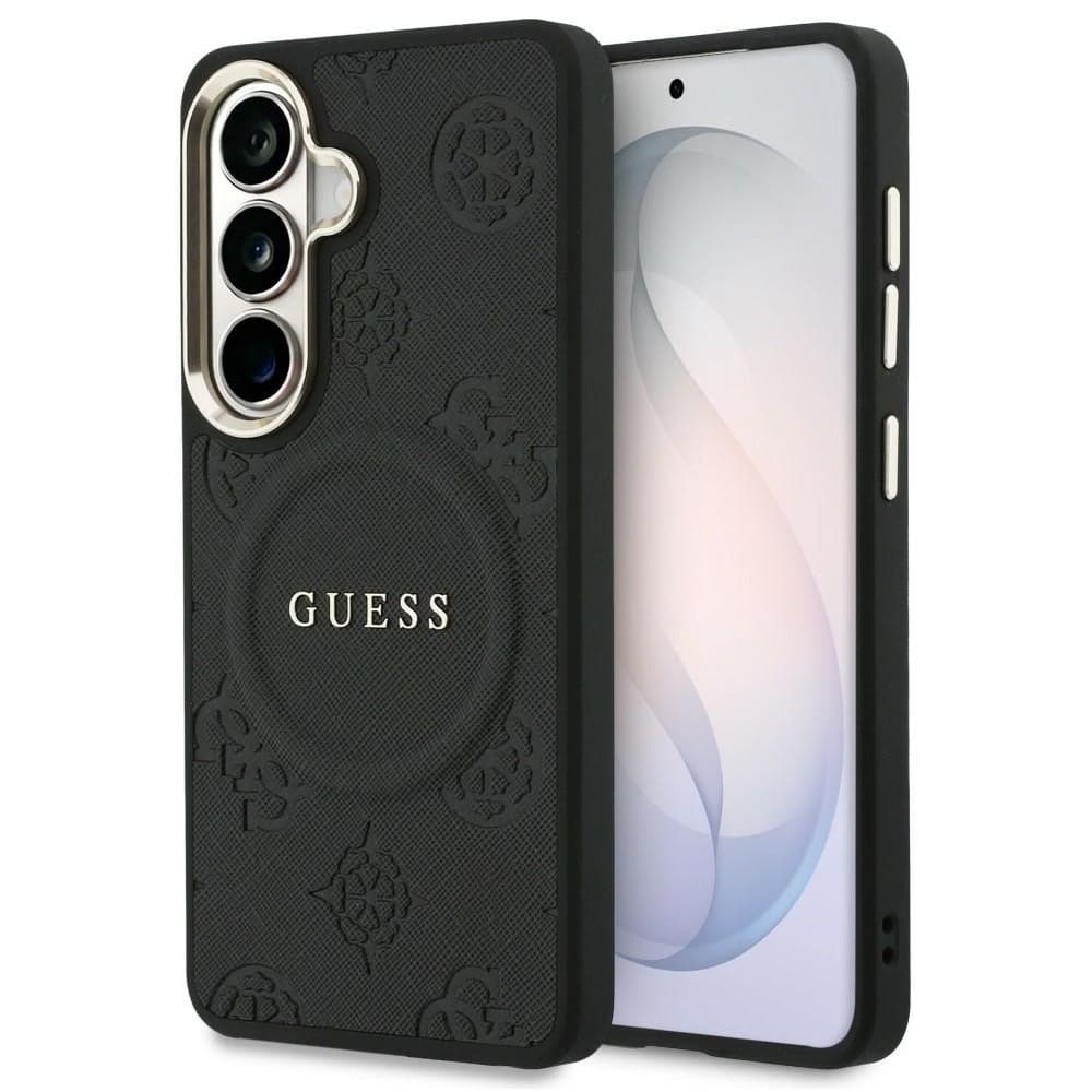 Kryt Guess - Saffiano Peony Embossed Ring MagSafe (GUHMS26SPSAMSECK) - Samsung Galaxy S26 Černý - náhled 1