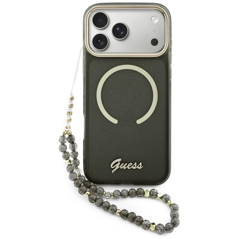 Kryt Guess - IML Glitter Script Strap MagSafe (GUHMP17X5HTGSMSK) - iPhone 17 Pro Max Černý - náhled 1
