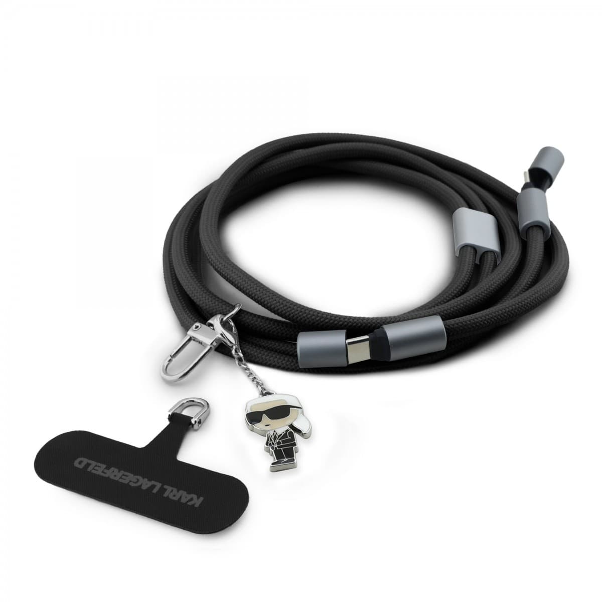 Popruh s kabelem Karl Lagerfeld Ikonik Charm USB-C/USB-C černý - náhled 1