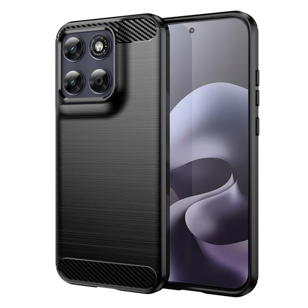 Kryt Techsuit Carbon Silicone - Motorola Moto G77 / G67 černý - náhled 1