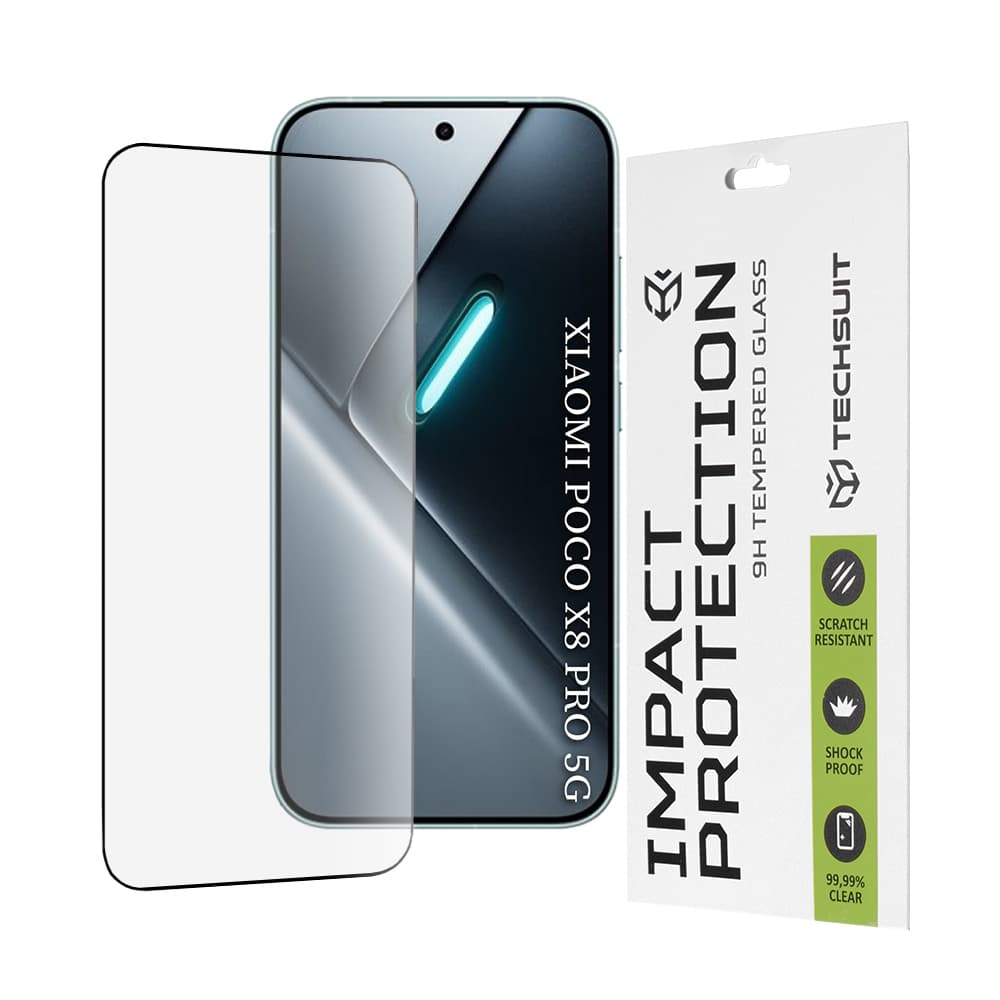 Tvrzené sklo Techsuit 111D Full Cover / Full Glue - Xiaomi Poco X8 Pro Černé - náhled 1