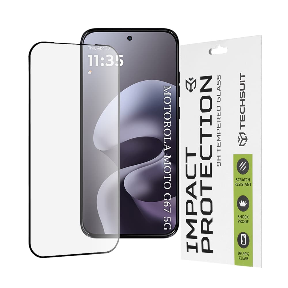 Tvrzené sklo Techsuit 111D Full Cover / Full Glue - Motorola Moto G77 / G67 Černé - náhled 1