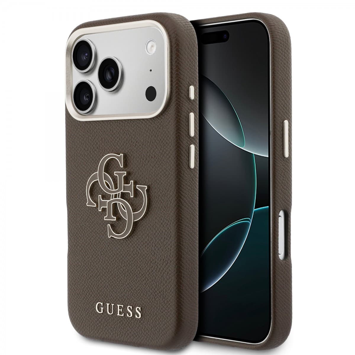 Zadní kryt Guess PU Resin Logo pro iPhone 17 Pro Max hnědý - náhled 1