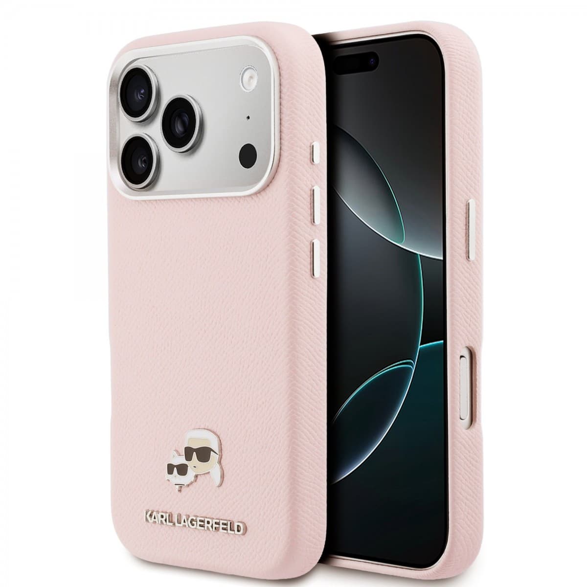 Zadní kryt Karl Lagerfeld PU Karl and Choupette Heads Pins MagSafe pro iPhone 17 Pro růžový - náhled 1