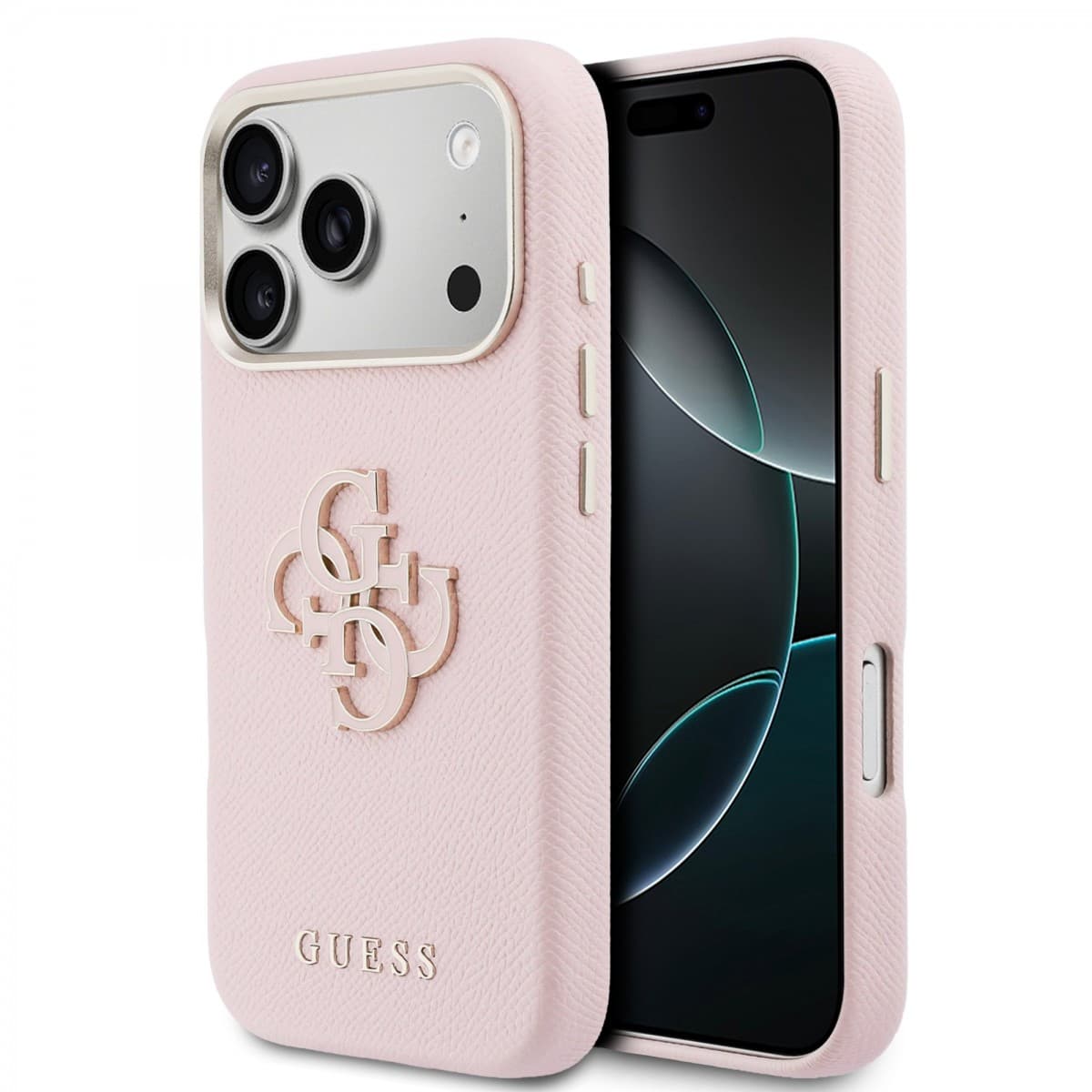 Zadní kryt Guess PU Resin Logo pro iPhone 17 Pro růžový - náhled 1