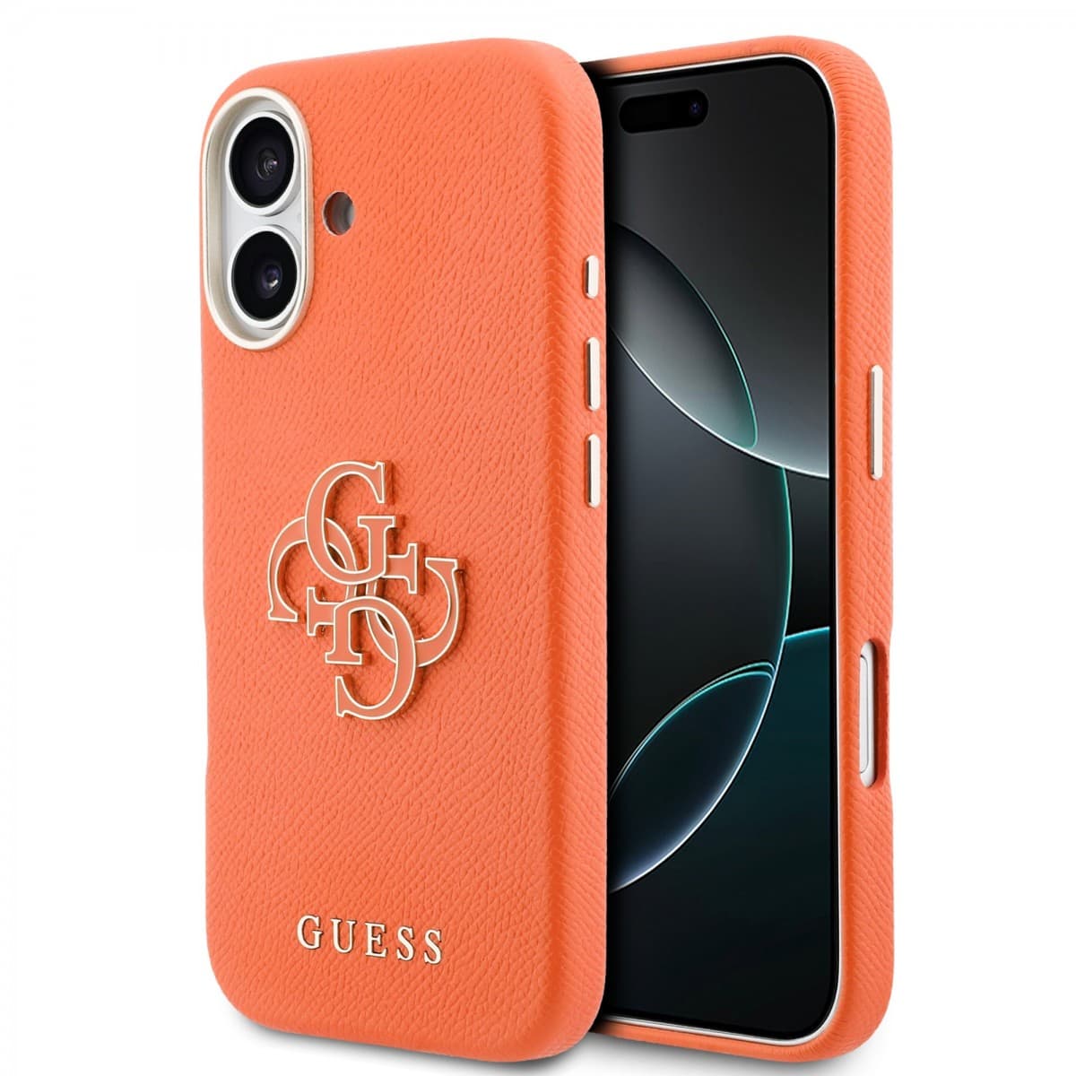 Zadní kryt Guess PU Resin Logo pro iPhone 17 oranžový - náhled 1