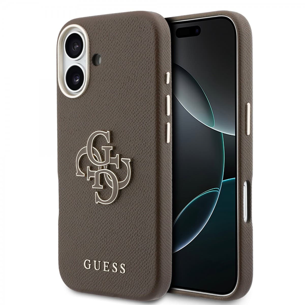 Zadní kryt Guess PU Resin Logo pro iPhone 17 hnědý - náhled 1