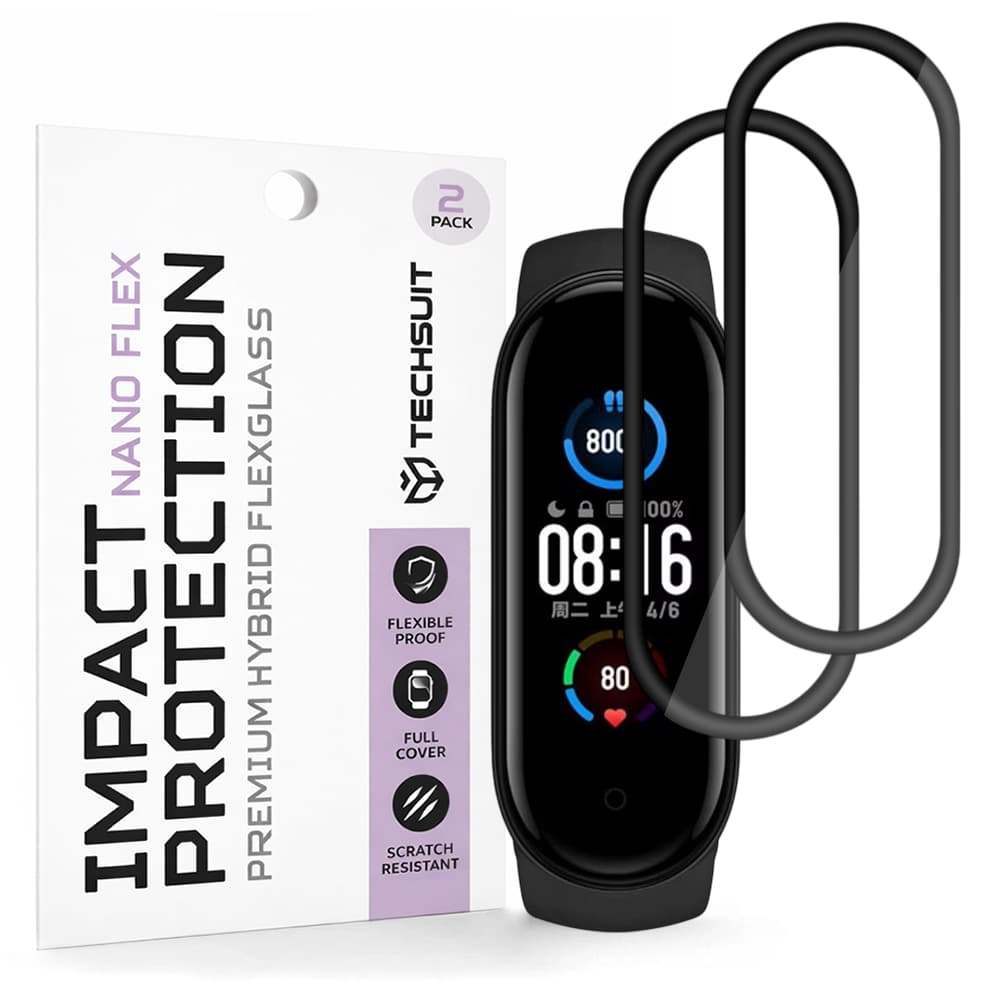 Ochranná fólie Techsuit Nano Flex (2 ks) na Xiaomi Mi Band 5 / 6 / 6 NFC černá - náhled 1