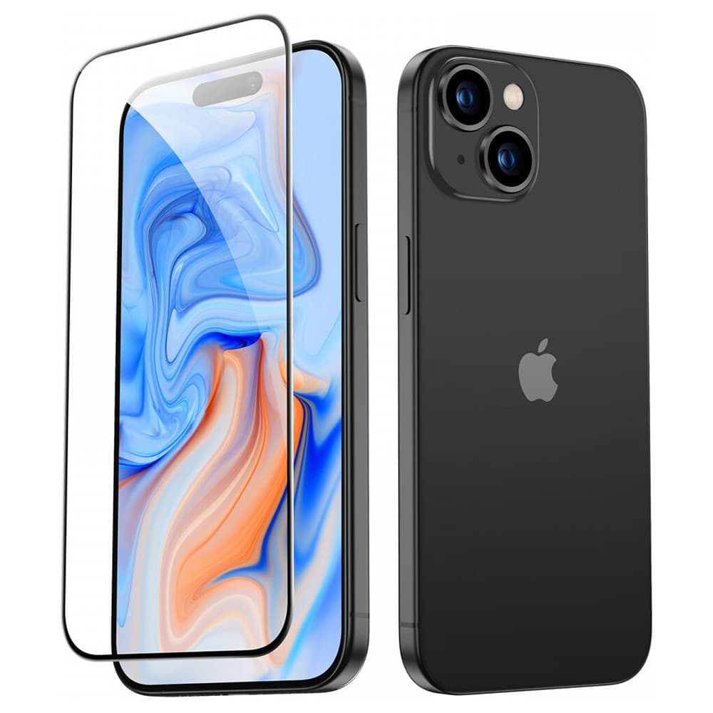 Tvrzené sklo ESR pro iPhone 15 s černým okrajem - náhled 1
