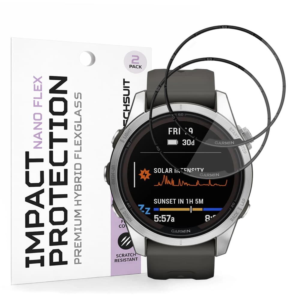 Ochranná fólie Techsuit Nano Flex (2 kusy) pro Garmin Fenix 7S Pro Solar černá - náhled 1