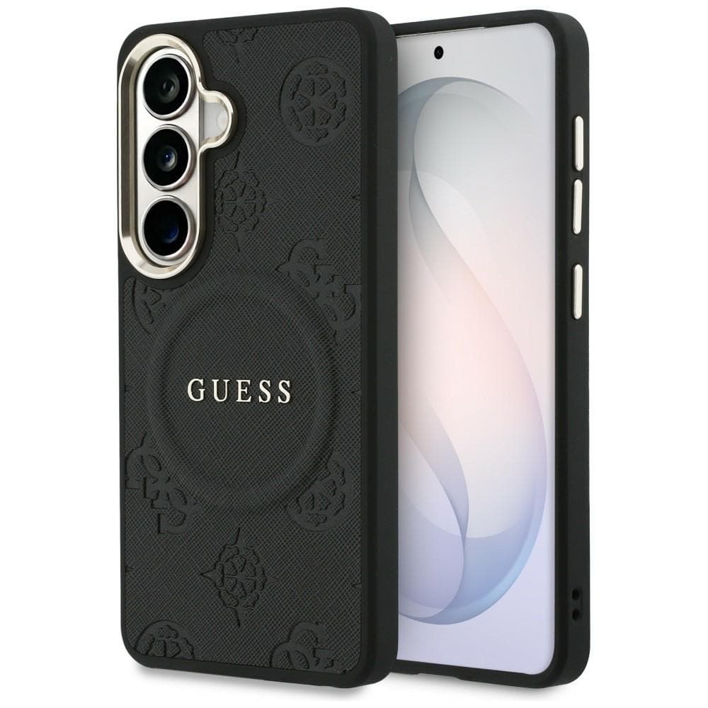 Kryt Guess Saffiano Peony Embossed Ring MagSafe pro Samsung Galaxy S26 Plus černý - náhled 1
